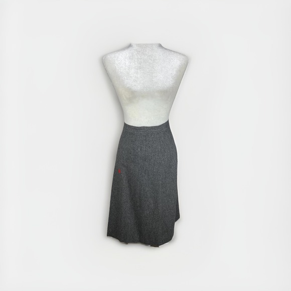 Source Unknown Dresses & Skirts - Vtg 80s Midi Skirt Womens 10 Gray Wool Blend A Line Union Made Academia Heritage